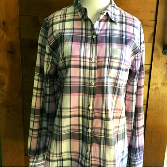 Merona Tops - Merona purple grey white plaid button up top